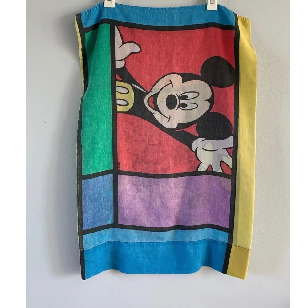 Vintage 90s Mickey Mouse Pillowcase Disney Goofy Color Block Large Graphic